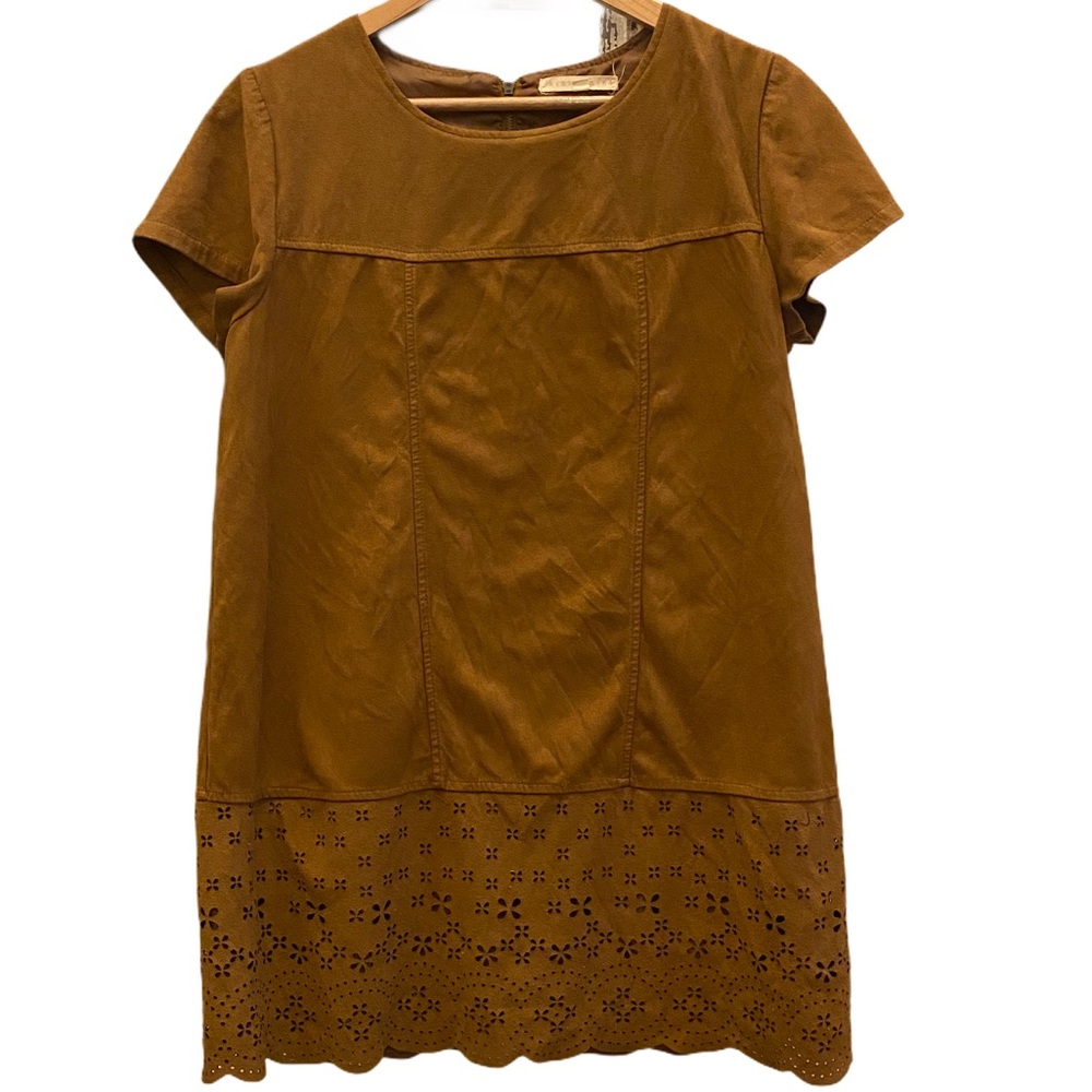 Faux Camel Suede Cut Out Dress Size Large